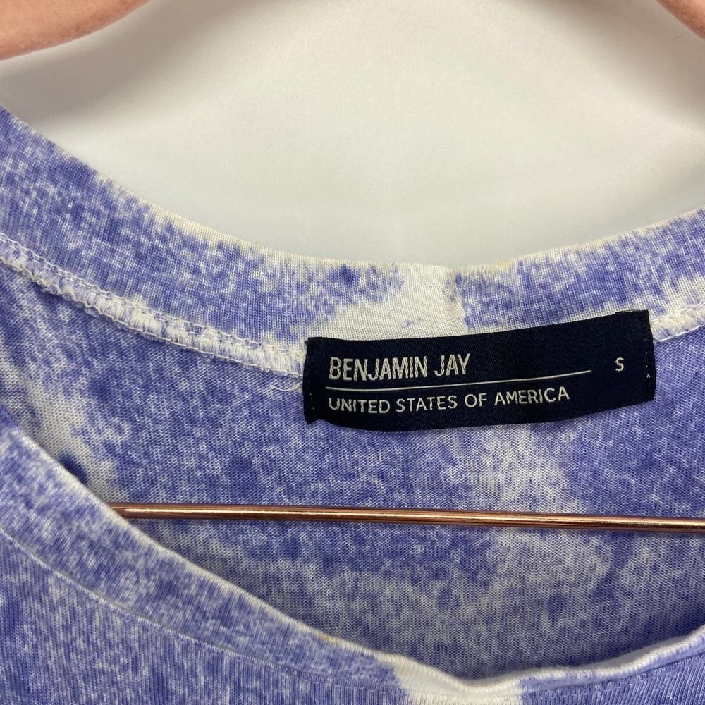 Benjamin Jay Blue White Tie dye tank shredded high low top womens small - Picture 4 of 6